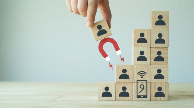 Attracting Talent A Magnet Pulling People Up a Career Ladder of Opportunity and Growth