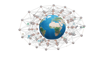 3D Illustration of Earth Globe with Digital Network Connection World