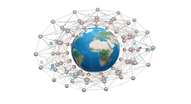 3D Illustration of Earth Globe with Digital Network Connection World