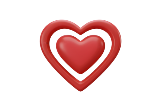 3d Illustration of Double Red Heart Symbol on Transparent Background