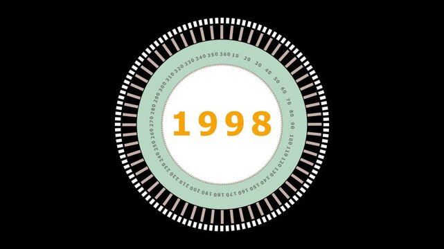 Animated Countdown Timer Graphic Featuring 1998 Number Displayed Within a Circular Design with