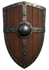 Fototapeta premium 3D Illustration of Medieval Wooden Warrior Shield Isolated in Transparent