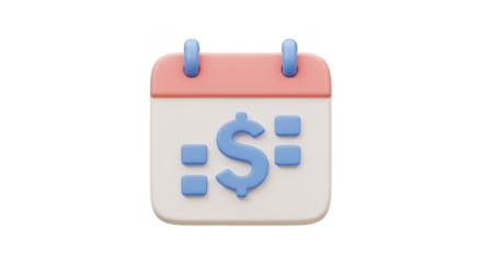 3D Render of Calendar with Dollar Symbol for Finance and Business