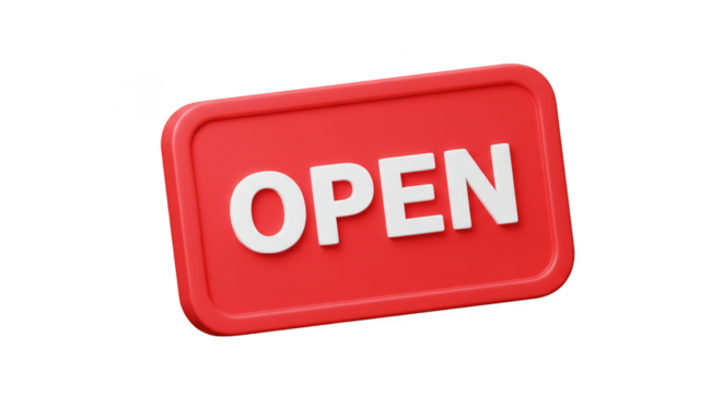 3D Open Sign Business Welcome Store Advertisement on Transparent