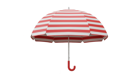 3D Render Striped Red White Beach Umbrella Summer Weather Protection