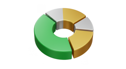 3D Pie Chart Diagram Graph Business Data on Transparent