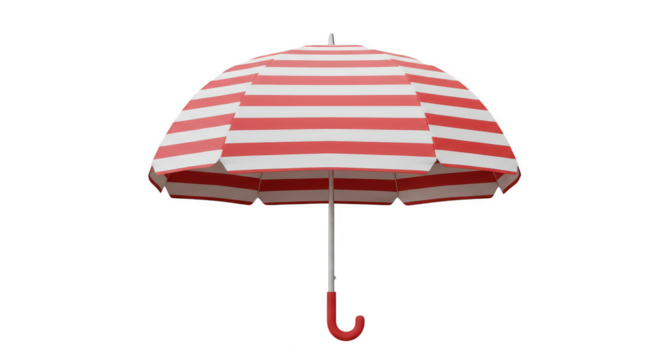 3D Render Striped Red White Beach Umbrella Summer Weather Protection
