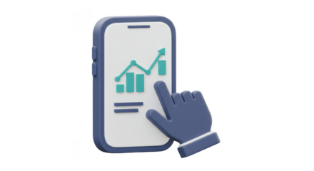 3d Mobile Graph Hand Statistics Growth Business Finance Illustration