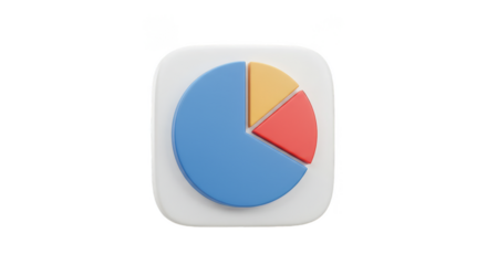 3D Pie Chart Icon Diagram For Business Analysis On Transparent BG