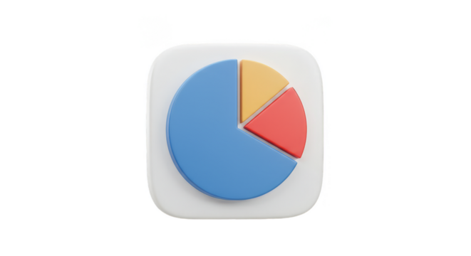 3D Pie Chart Icon Diagram For Business Analysis On Transparent BG