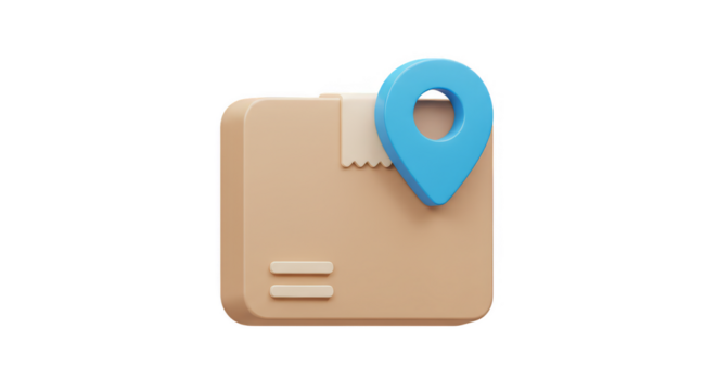 3d Package Location Pin with Transparent Background Isolated Illustration