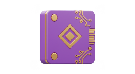 3D Purple Chip Computer Processor Technology Microchip Design