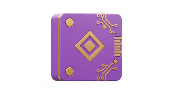 3D Purple Chip Computer Processor Technology Microchip Design