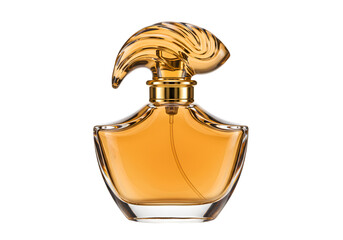 Isolated Gold Perfume Glass Bottle Aromatic Fragrance Transparent Background