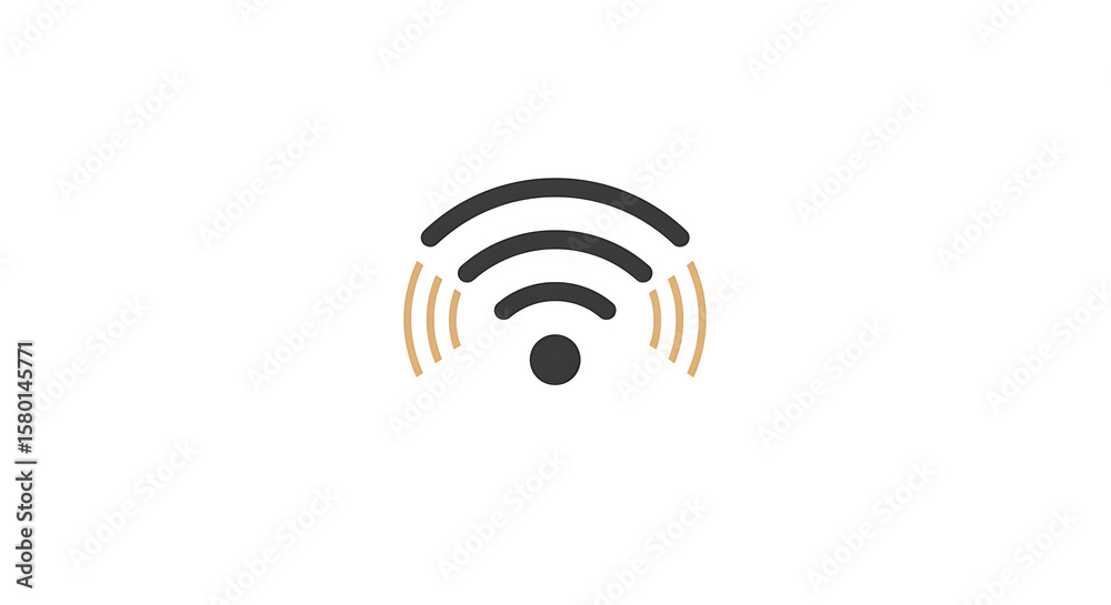 Poster A simple wifi icon with curved lines and a central dot on a plain white background in a minimalist style - ai generated