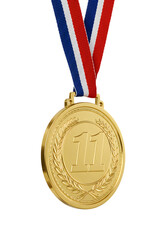 Isolated Golden Achievement Medal with Number One on Transparent Background