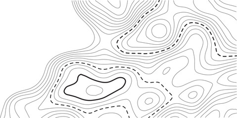 Fototapeta premium Seamless vector topographic map background. Line topography map seamless pattern. Mountain hiking trail over terrain. Contour background geographic grid.