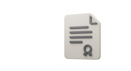 3D Rendering Certificate Paper Seal Success on Transparent Background