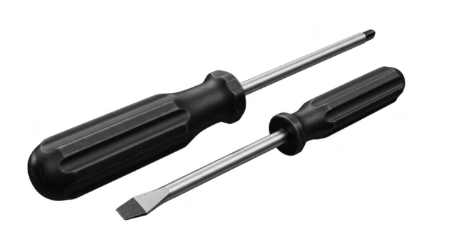3D Render of Two Screwdrivers Tools with Steel Metal Transparent