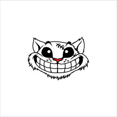 illustration of a strange and cute cat face on a white background, this can be used as a graphic design