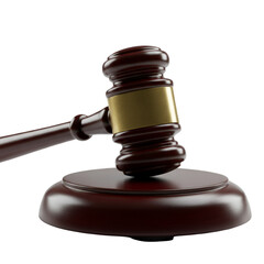 Obraz premium 3D Rendering Dark Wood Gavel Isolated on Transparent Background for Legal
