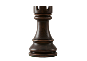 Illustration Dark Wooden Chess Rook Piece Isolated on Transparent