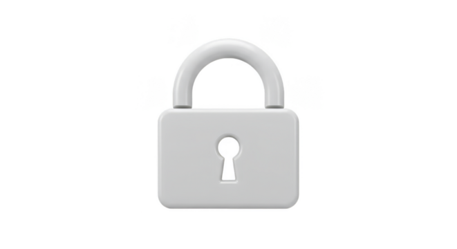 3d Render Security Lock Padlock Privacy Protection on Transparent