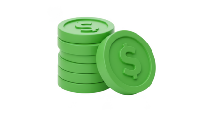 3D Rendering Green Coins Stack Wealth Financial Investment