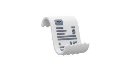 3D Rendered Bill Receipt for Finance Payment Transparent Background