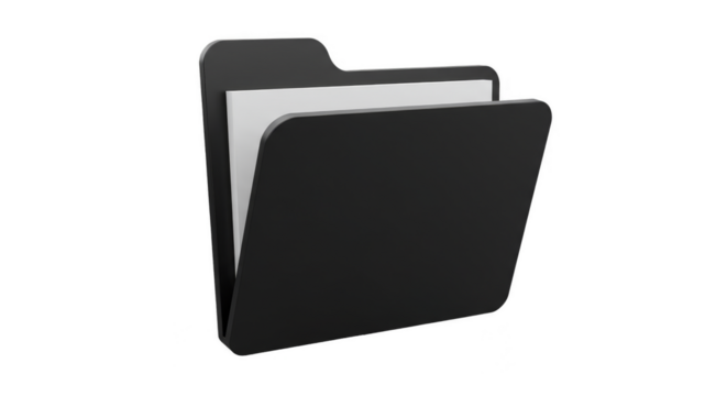 3D Rendered Black Folder Icon for File Document Management Data