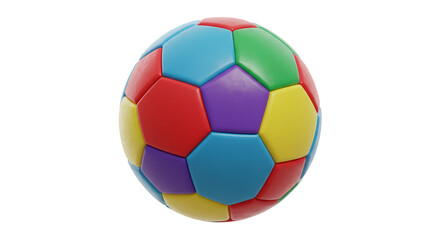 Obraz premium 3D Rendering of a Colorful Polygon Soccer Ball Isolated Design