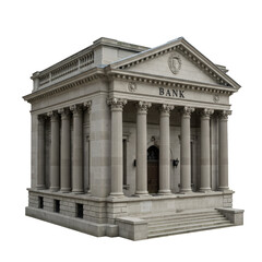 Obraz premium 3D Rendering Bank Building Stone Columns Classic Architecture Facade