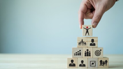 Building Success Stacking Blocks for Leadership, Growth, and Achieving Goals to Create a Strong Organizational Hierarchy