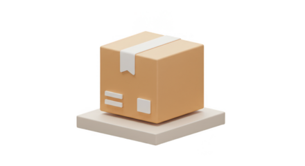 3d Rendering of Beige Box Package Delivery Tied with Tape