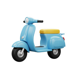Obraz premium 3D Rendering Light Blue Scooter Classic Transportation Vehicle