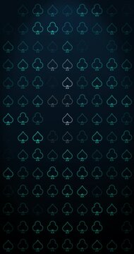 Poker symbols flashing in a screen. 4K Vertical