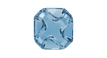3D Rendering Blue Ice Crystal Cube Transparent Background