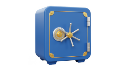 3D Rendering Blue Safe Box Security Metal isolated transparent Background