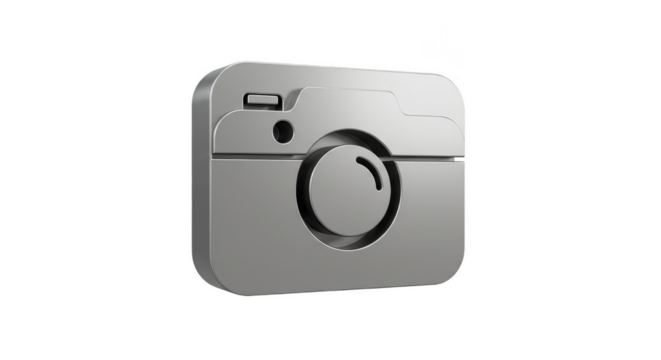 3d Metal Camera Icon for Photography Media Technology Design