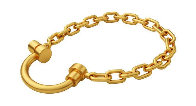 3d Rendering of Gold Chain Bracelet Hook Clasp on Black Background