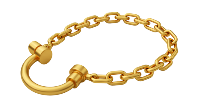 3d Rendering of Gold Chain Bracelet Hook Clasp on Black Background