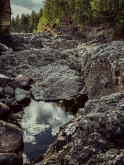 Mountain river stream wild landscape.