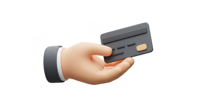 3D Rendering of Hand Holding Credit Card for Online Banking