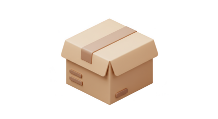 3D Render Open Brown Cardboard Box Package Delivery Transparent