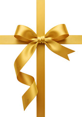 Isolated Golden Ribbon Bow Decoration Gift Wrap Transparent Background