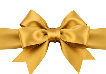 Isolated Golden Ribbon Bow Celebration Festive Decoration on PNG