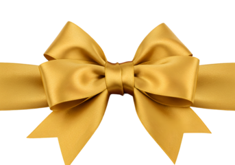 Isolated Golden Ribbon Bow Celebration Festive Decoration on PNG