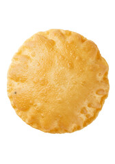 Isolated Golden Round Cracker Snack Crispy Baked Biscuit On Background