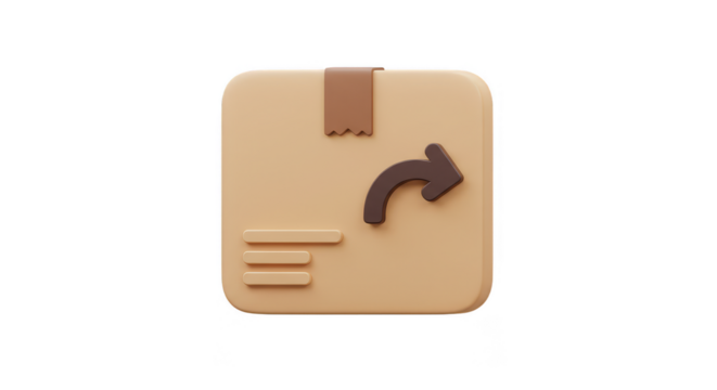 3D Render Shipment Package Box Send Arrow Isolated Transparent Background