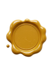 Isolated Golden Wax Seal Stamp Round Shape On Transparent Background